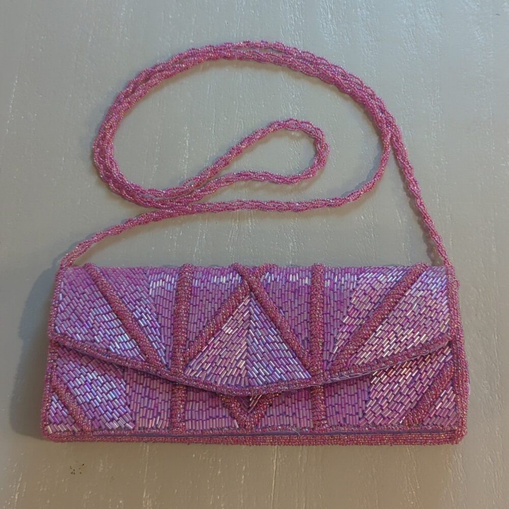 Bijoux Terner Pink Beaded Evening Clutch Bag One Size